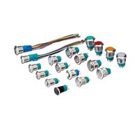 16/19MM Flat Head Metal Push Button Switch ON-OFF Momentary/Latching with LED Illuminate Power Control Switch NWPNLXEA(16MM Non LED,WHITE LED_3V-9V)