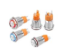 16 19mm High Current 10A Metal Button Switch Small Round Self-locking Reset with Light 9 24 220V NWPNLXEA(Red,16MM_220V)