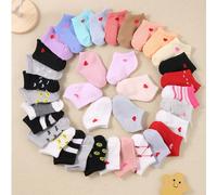 16/20 paires de chaussettes bateau unisexes simples et décontractées pour bébé, avec des motifs jacquard en forme de cœurs, de rayures, de noeuds et de visages souriants. Chaussettes courtes pour bébé