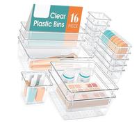 16/25 Pcs Clear Drawer Organiser Easy to Use Dressing Table for Makeup Kitchen Bathroom Office