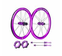 16" 349 Roues Avant ER Arrière pour Vélos Pliants 30mm Jantes en Alliage D'aluminium Roulement Scellé Paire De Roues BMX, Cassette 8-11 Vitesses, 100/135mm QR, Frein À Disque(Purple)