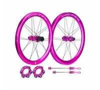 16" 349 Roues Avant ER Arrière pour Vélos Pliants 30mm Jantes en Alliage D'aluminium Roulement Scellé Paire De Roues BMX, Cassette 8-11 Vitesses, 100/135mm QR, Frein À Disque(Rose Red)