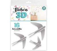 16 Adhésifs décoratifs 3D Hirondelles GRIS G