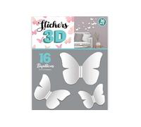 Sticker mural TCS 16 Adhésifs décoratifs 3D papillons blancs