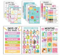 16 affiches colorées pour salle de classe préscolaire - Affiches éducatives pour les tout-petits de 1 à 3 ans, affiches d'apprentissage des tout-petits, fournitures scolaires à domicile, affiches de