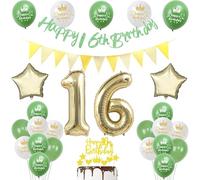 16 ans anniversaire garcon fille, Sage Vert bannière 16 ans anniversaire guirlande décoration anniversaire 16 ans garcon or ballons 16 ans anniversaire gâteau 16 ans garcon fille décoration