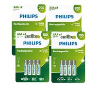 16 Batteries Rechargeables AAA Philips Nimh Hr03 700 Mah 4Bl 1.2V Micro