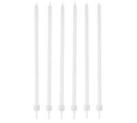 16 Bougies blanches fines avec bobèches 12 cm - Blanc - Taille Unique