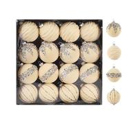 16 Boules de Noël décoratives en Velours Bordeaux, Ensemble de Boules de Noël floquées en Diamant pour décoration de fête à Domicile, 6 cm