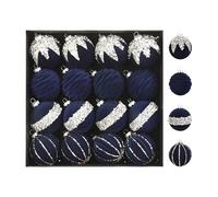 16 Boules de Noël décoratives en Velours Bordeaux, Ensemble de Boules de Noël floquées en Diamant pour décoration de fête à Domicile, 6 cm