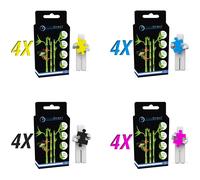 16 cartouches d'encre type LM100BK x4 Noir 500 pages, LM100C x4 Cyan LM100M x4 Magenta LM100Y x4 Jaune 600 pages, pour Lexmark Platinum Pro 908