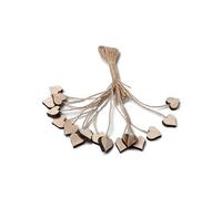 16 Coeurs en bois avec ficelle - Marron - Taille Unique