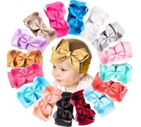 16 Colors Baby Nylon Knotted Headbands Girls Big 6 inches Hair Bows Head Wraps Infants Toddlers Hairbands