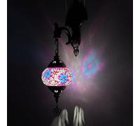 (16 Couleurs Applique Murale Marocaine Lampe mosaïque Turque Lanterne en Verre Applique Murale bohème Appliques murales pour la décoration de la Maison Salle à Manger café Bar allée Couloir, N