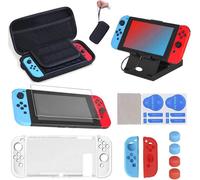 16 en 1 Accessoires pour Nintendo Switch,Étuis pour Nintendo Switch avec Protection Écran Transparentes HDProtection en Silicone pour Joy-ConThumb GripDeluxe Housse pour Nintendo Switch