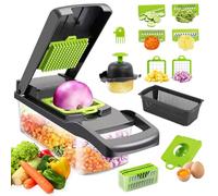 16 en 1 Mandoline Cuisine Kit, Coupe Decoupe Legumes Multifonctions, Legumes Manuel à 7 Lames Remplaçables Vegetable Chopper, Coupe Legume Cube, pour Couper, Râper Les, Trancher Légumes