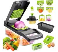 16 en 1 Mandoline Cuisine Kit, Coupe Decoupe Legumes Multifonctions, Legumes Manuel à 7 Lames Remplaçables Vegetable Chopper, Coupe