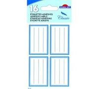 16 étiquettes adhésives scolaires - Rectangle bleu Blanc G