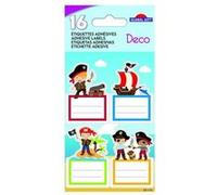16 étiquettes adhésives scolaires - Rectangle - Pirates - Dorures Blanc G