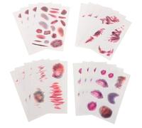 16 Feuilles Autocollants de Tatouage Cicatrice Contusion Rouge