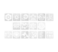 16 Feuilles Pochoir à Fleurs Lavable, Réutilisable, PET Blanc | Décoration à Bombe, Usage Domestique et Carnet, Motif Délicat, Lot Pratique pour Création