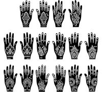 16 Feuilles Pochoirs Pour Tatouages Au Henné,Kit De Pochoir De Tatouage Au Henné Ensemble,Pochoirs De Tatouage Temporaire D'art Corporel,Pour Femmes Filles Et Adolescents