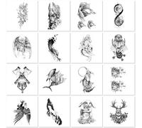 16 feuilles Tatouages Temporaires Imperméables Et Longue Durée Pour Femmes, Couvrant Les Cicatrices, Manches Florales Sexy, Autocollants Noirs Et Blancs Pour Les Bras Et Les Cuisses.