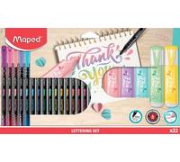 16 Feutres Fins + 6 Surligneurs - Assortiment Couleurs - Scolaire - Loisirs Créatifs - Maped