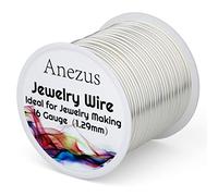 16 Gauge Jewelry Wire, Anezus Silver Craft Wire Tarnish Resistant Copper Wire for Jewelry Making, Wire Wrapping and Crafting(Silver, 11 Yards /10 Meters)