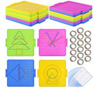 16 geoboards avec 160 élastiques, jouets d’apprentissage des formes geoboard double face, manipulatifs de mathématiques pour les maths, la géométrie et la motricité manuelle