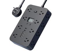 16-in-1 Power Strip with Switch & Surge Protection, Multiple Outlet Outlet Splitter, Wall Mountable Electrical Socket Expander Stick for Home,Office (Black 4.92ft)