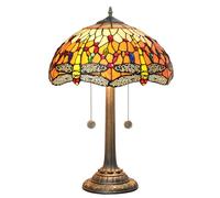16 inch Lamp Stained Glass Table Lamp Red Yellow Blue Dragonfly Bedroom Bedside Luxury Table Lamp Desk Reading Light Home Decor Living Room Office Lighting,Orange