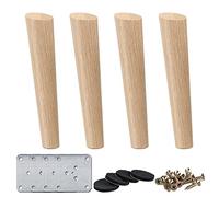 16 Inch Pieds De Meuble Bois Oblique, La Vane 4 Pièces Pieds De Table En Bois Naturel Rond Avec Vis & Protecture De Plancher Pour DIY Meuble Sofa Fauteuil Canapé Lit Chaise