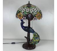 16 inch Wide Lamp Handmade Stained Glass Bedside Table Lamp Rose Desk Light for Kitchen Corner Office Bedroom Living Room Wedding,Beige