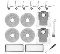 16 Kit d'accessoires pour Roborock Saros Z70 Accessoires de remplacement Aspirateur, 6 Brosses latérales, 4 Chiffons de rechange, 2 Filtre HEPA, 2 Sacs à poussière, 1 Brosse de nettoyage, 1 Tournevis