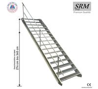 16 marches Escalier en acier avec garde-corps d'un côté Largeur 60 cm Hauteur d'étage 274-340cm