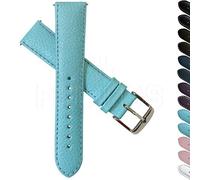 16 mm Grain Bracelet de montre en cuir de buffle véritable Band pour homme Rembourré SS Boucle Bleu ciel/bleu ciel