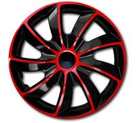 NRM Quad - Enjoliveur bicolore - 1 enjoliveur universel - 1 pièce en plastique de qualité supérieure (rouge/noir, 16")