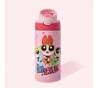 16 oz / 500 ml Motif fleurs, bulles, boutons d'or Acier inoxydable isotherme avec poignée et paille en silicone, convient pour l'école, les voyages, facile à transporter 500mlCartoon,LettresAcier inox