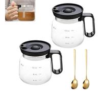 16 Oz Glass Coffee Mug - Coffee Pot Style, Clear Glass Coffees Pot Mugs with Sip Lid and Comfortable Handle, Heatproof Large Capacity, Gifts for Family, Friends, Birthdays (2pcs)