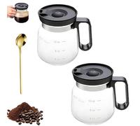 16 Oz Glass Coffee Mug That Looks like a Coffee Pot Style Shape, Large Capacity Mini Coffee Pot Cup with Lid, Transparent Heatproof Glass Mug, Suitable for Hot Tea, Hot Chocolate, Iced Coffee (2Pcs)