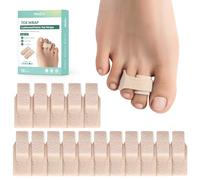 16 Pack of Hammer Toe Straightener, Welnove Hammer Toe Splints, Toe Cushioned Bandages, Toe Corrector for Overlapping Toes, Toe Splints for Crooked Toes, Curled Toes, Bent Toes - (Large, Beige)