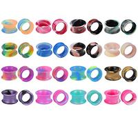 16 paires de bouchons d'oreilles en silicone flexibles pour piercing, tunnels, écarteur double évasé, jauges d'oreille, mesures, boucles d'oreilles ZS, Silicone