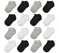 16 paires de chaussettes basses pour tout-petits, chaussettes d'école pour garçons et filles de 1 à 13 ans noir