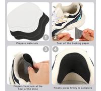 16 paires de patchs de talon, coussinets de réparation de trous de chaussures autocollants, ensemble de coussinets de réparation de trous de baskets, petits et grands (couleurs : noir, blanc) Couleur:
