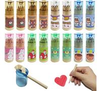 16 Paquets De Mini Crayons De Couleur De Dessins Animés En 12 Couleurs, Crayons De Couleur Portables Avec Taille-Crayon, Pré-Taillés, Set Mignon Pour Remplir Les Sacs De Fête Pour Le Dessin