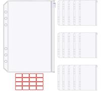 16 Pcs A5 Taille 6 Trous Pochettes Classeur En Plastique, Enveloppe Budget A5, Classeur Pochette Translucide, Dossiers À Glissière Des Dossiers Imperméable Pour Cartes De Cahier De Documents