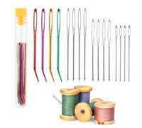 16 PCS Aiguilles Couture Gros Chas,Aiguilles à Main avec 1 Tube de Rangement,Aiguilles à Coudre à Gros Chas,Pointe Courbée Aiguille À Tapisserie pour Le Point Croix, la Couture, la Broderie 4 Tailles