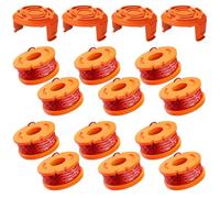 16 pcs Bobines de Fil Compatible avec Worx Coupe Bordures, Bobine Fil Coupe Bordure Pour WA0004.1/WA0010 Coupe Bordure Electrique, ø 1.65 mm * 3 m Longueur (12 Fil Coupe Bordure + 4 Couvercle)