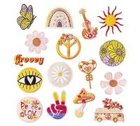 16 Pcs Brodés Patch Thermocollant Vetement Ecusson a Coudre Renfort Genoux Enfant Stickers Tissu Thermocollant Écussons Brodés à Thermocoller Et à Coudre Pour Jeans,T-Shirt,Chapeaux,Diy Accessories